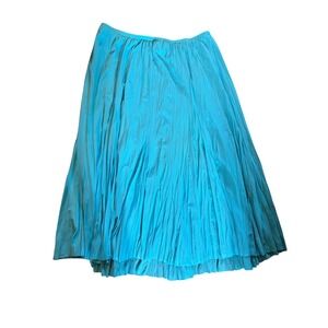 Rafael Woman Turquoise Blue Pleated Midi Skirt Elastic Waist Plus Size 1X